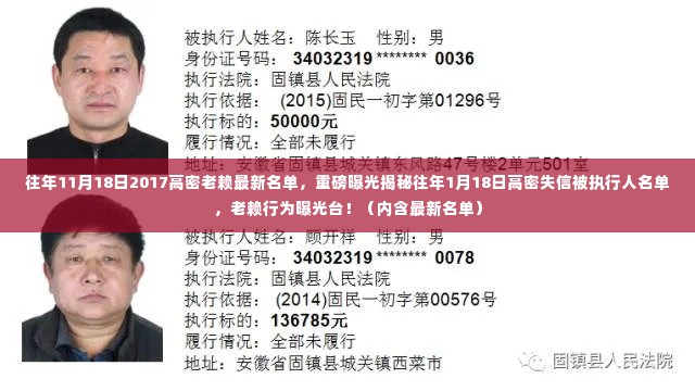揭秘往年高密失信被执行人名单,老赖行为曝光台(含最新名单曝光)