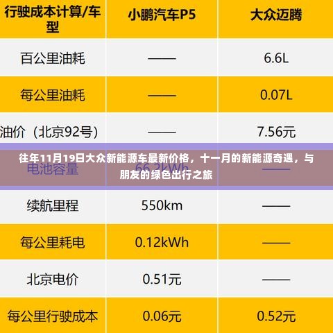 十一月新能源奇遇,大众新能源车最新价格与朋友绿色出行之旅