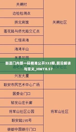 新澳门内部一码精准公开332期,前沿解读与定义_HWT8.57