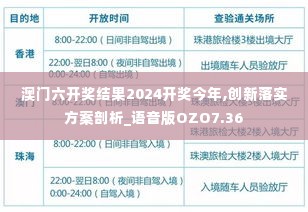 澳门六开奖结果2024开奖今年,创新落实方案剖析_语音版OZO7.36