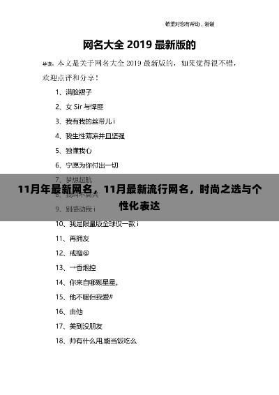 11月流行网名时尚指南,个性表达与最新时尚之选