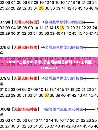 2024十二生肖49码表,节省落实解答解释_DIY工具版EUW4.27