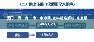 澳门一码一肖一待一中今晚,资料精准解析_味道版WLS1.21