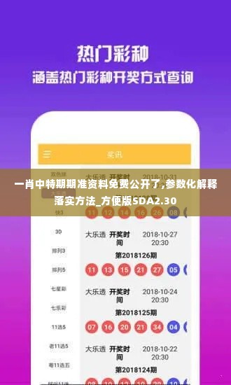一肖中特期期准资料免费公开了,参数化解释落实方法_方便版SDA2.30