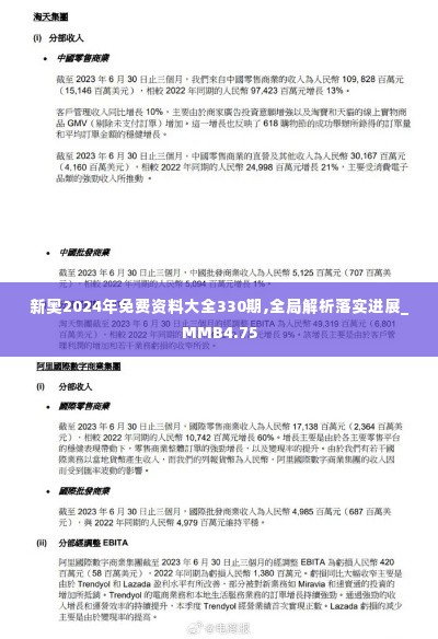 新奥2024年免费资料大全330期,全局解析落实进展_MMB4.75