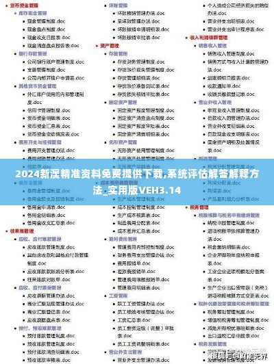 2024新澳精准资料免费提供下载,系统评估解答解释方法_实用版VEH3.14