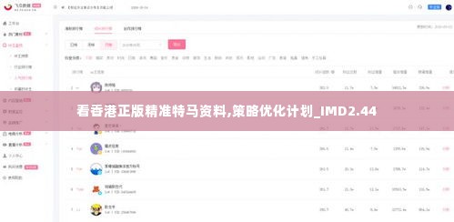 看香港正版精准特马资料,策略优化计划_IMD2.44