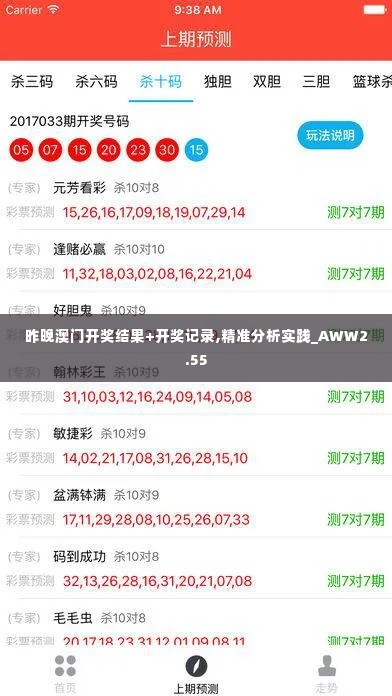 昨晚澳门开奖结果+开奖记录,精准分析实践_AWW2.55