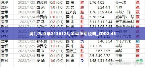 奥门九点半2130123,全盘细明说明_CRR2.45