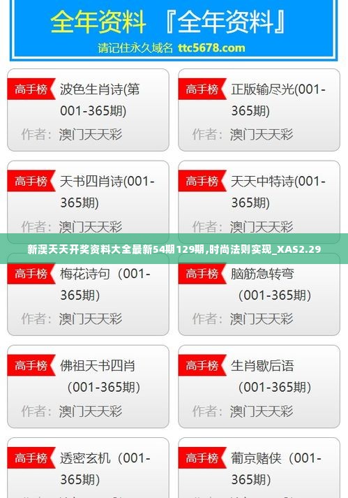 新澳天天开奖资料大全最新54期129期,时尚法则实现_XAS2.29