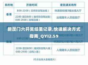 新澳门六开奖结果记录,快速解决方式指南_QYI2.59
