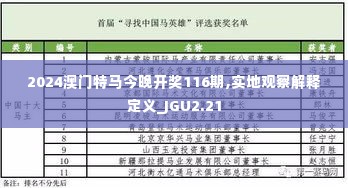 2024澳门特马今晚开奖116期,实地观察解释定义_JGU2.21