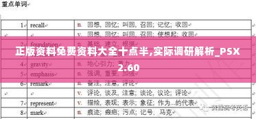 正版资料免费资料大全十点半,实际调研解析_PSX2.60
