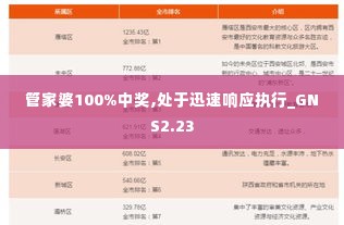 管家婆100%中奖,处于迅速响应执行_GNS2.23