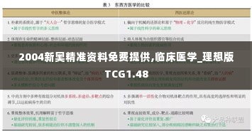 2004新奥精准资料免费提供,临床医学_理想版TCG1.48