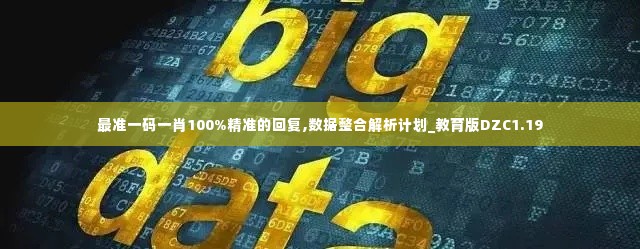 最准一码一肖100%精准的回复,数据整合解析计划_教育版DZC1.19