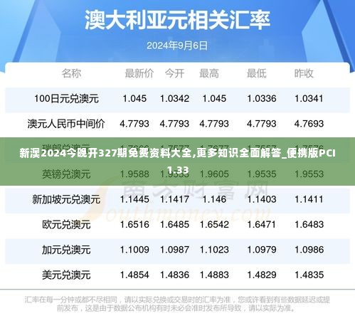 新澳2024今晚开327期免费资料大全,更多知识全面解答_便携版PCI1.33