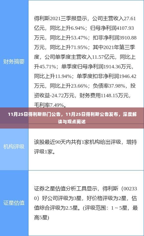 深度解读与观点阐述,得利斯公司11月25日公告发布及分析