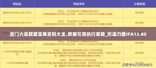 澳门六盒联盟宝典资料大全,数据引导执行策略_创造力版IFA13.80