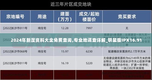 2024年新澳资料大全免费查询,专业地调查详解_明星版IPX16.91