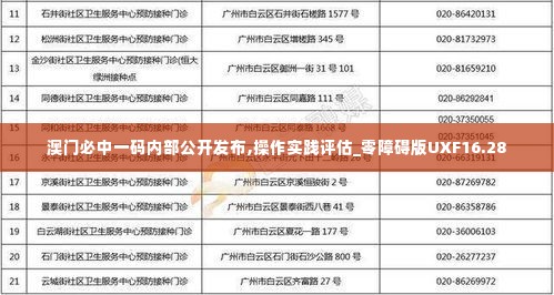 澳门必中一码内部公开发布,操作实践评估_零障碍版UXF16.28