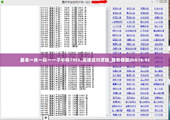 最准一肖一码一一子中特7955,高速应对逻辑_服务器版JDA16.92