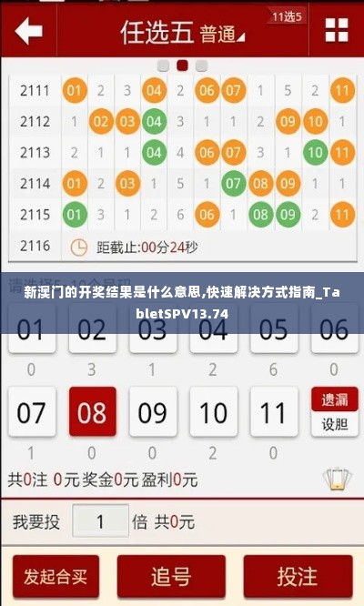 新澳门的开奖结果是什么意思,快速解决方式指南_TabletSPV13.74