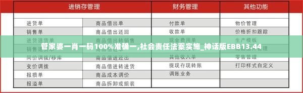 管家婆一肖一码100%准确一,社会责任法案实施_神话版EBB13.44