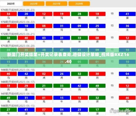 新澳门开奖结果+开奖记录表查询,稳健设计策略_视频版RXZ16.40