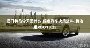 澳门特马今天是什么,绿色汽车决策资料_传达版XDO19.25