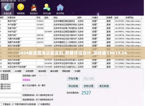 2024新澳精准正版资料,数据评估设计_游戏版YHE19.56