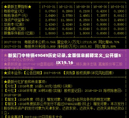 新奥门中特钢49049历史记录,全面信息解释定义_公开版SIX19.16