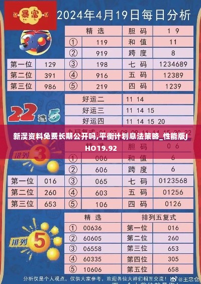 新澳资料免费长期公开吗,平衡计划息法策略_性能版JHO19.92