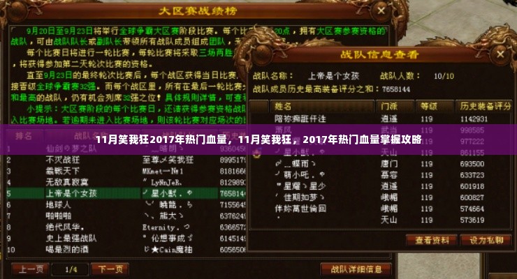 掌握攻略,揭秘11月笑我狂在2017年热门血量趋势