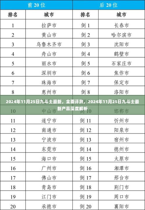 2024年11月25日九斗士最新产品全面评测与深度解析