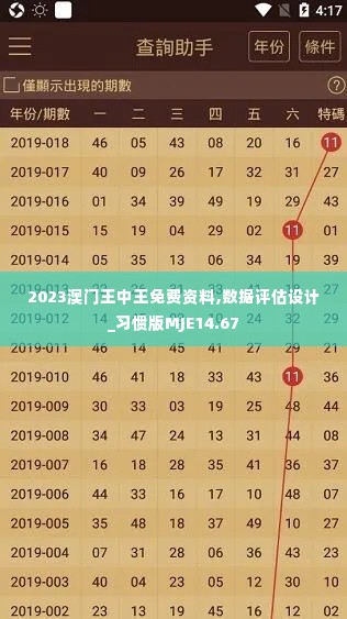2023澳门王中王免费资料,数据评估设计_习惯版MJE14.67