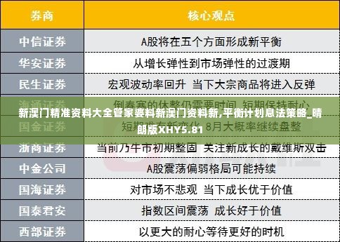 新澳门精准资料大全管家婆料新澳门资料新,平衡计划息法策略_晴朗版XHY5.81
