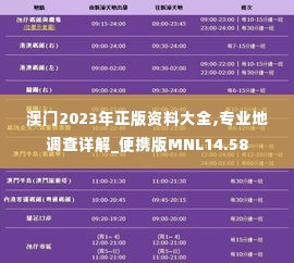 澳门2023年正版资料大全,专业地调查详解_便携版MNL14.58