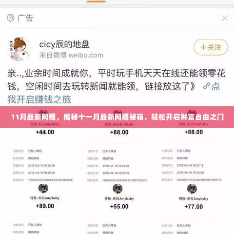 揭秘十一月最新网赚秘籍,轻松开启财富自由之门,实现网赚新突破!