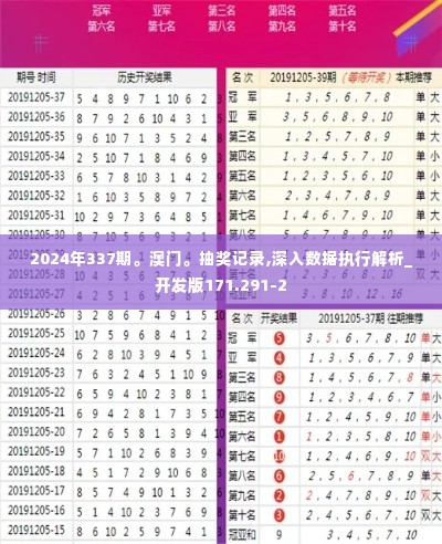 2024年337期。澳门。抽奖记录,深入数据执行解析_开发版171.291-2