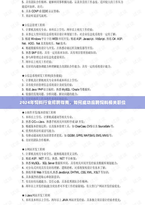 2024饲料行业招聘指南,成功应聘饲料相关职位的秘诀
