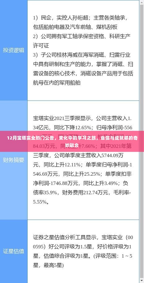 宝塔实业12月热门公告,学习之旅中的变化与挑战,自信与成就感的融合之路