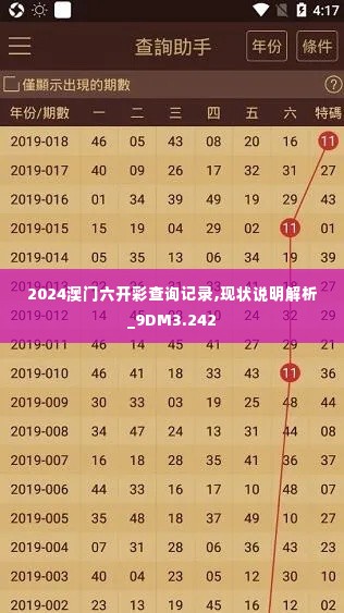 2024澳门六开彩查询记录,现状说明解析_9DM3.242