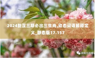 2024新澳三期必出三生肖,动态词语解释定义_静态版17.157