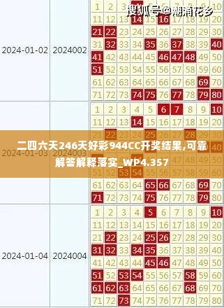二四六天246天好彩944CC开奖结果,可靠解答解释落实_WP4.357