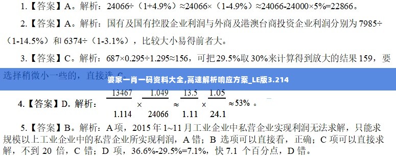 婆家一肖一码资料大全,高速解析响应方案_LE版3.214