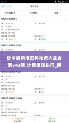 管家婆精准资料免费大全香港343期,计划反馈执行_创意版19.962