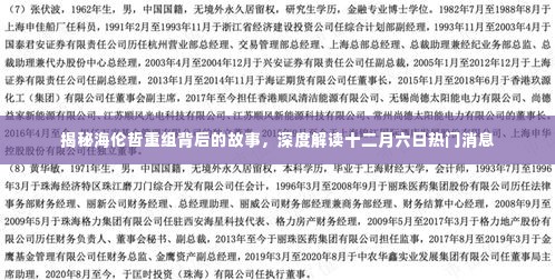 揭秘海伦哲重组背后的故事,深度解读十二月六日重大消息揭秘