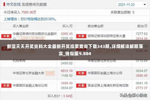 新澳天天开奖资料大全最新开奖结果查询下载343期,详细解读解释落实_钱包版9.884