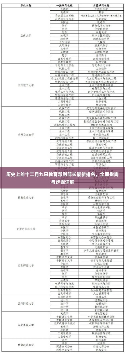历史上的十二月九日教育部副部长排名,全面指南与详解步骤